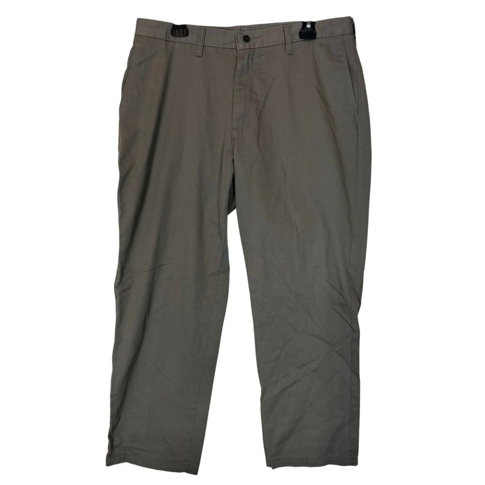 Lee Pants Men 36x29 Gray Cotton High Rise Stain Resistant Relaxed Fit Flat Front